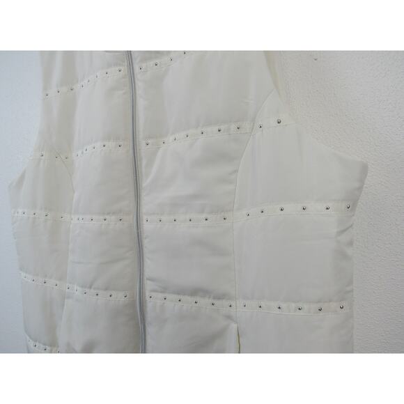 Christopher & Banks XL Stud Detail Solid Fraiche Ivory Vest White Puffer Neutral - Picture 4 of 8